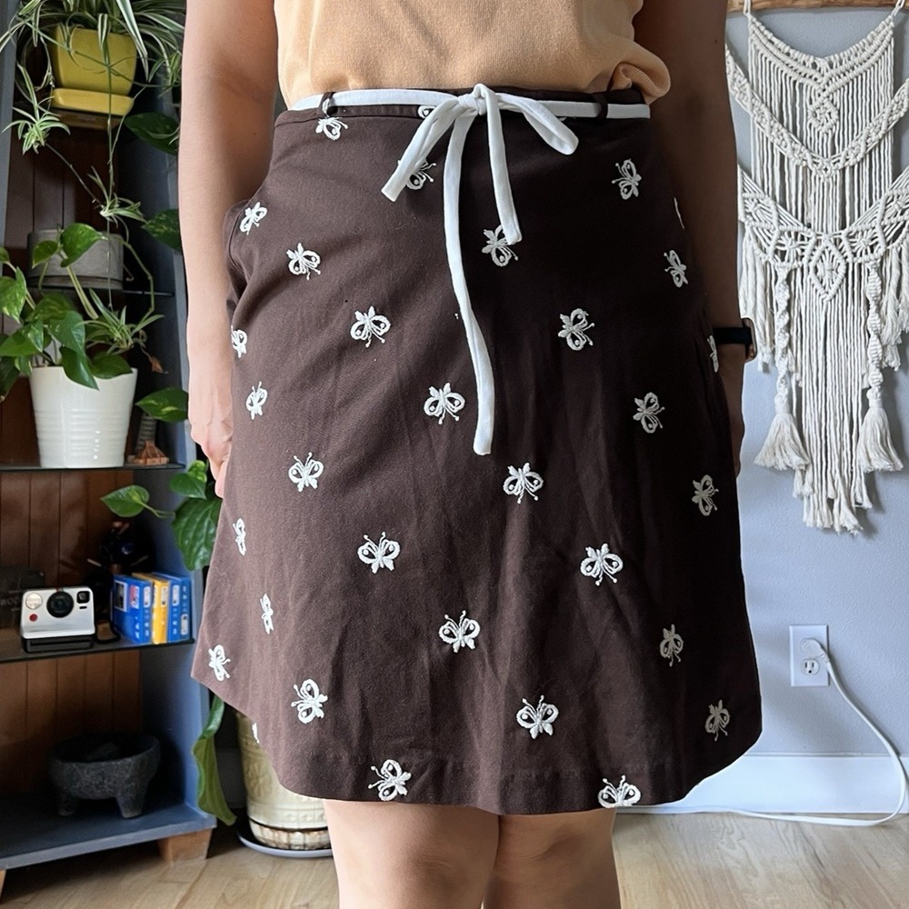 Vintage 1960s David Smith knit Butterfly Aline sports Skirt Size M Skirt brown